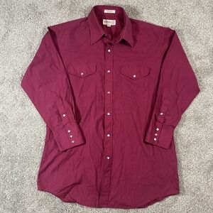 Vintage Sheplers Western Red‎ Pearl Snap Shirt Size 16-32 Workwear Cowboy